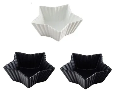 Image de Ensemble de 3 bols à sauce en céramique, noir et blanc