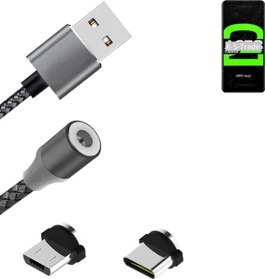 Produktbild von K-S-Trade Hochwertiges Magnet-Lade-kabel Sync-Kabel Daten-Kabel für Oppo Ace2 mit USB-Typ-C-Anschluss und Micro-USB-Anschluss 2A bis zu 480mbps
