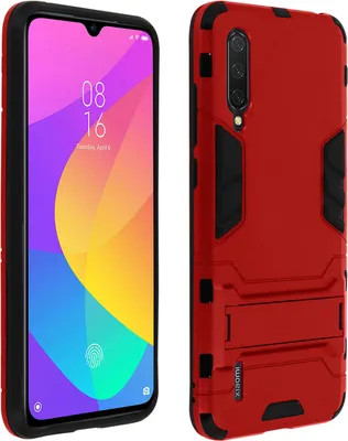 Produktbild von Avizar, Hybrid-Schutzhülle mit Ständer für Xiaomi Mi 9 Lite, Rot