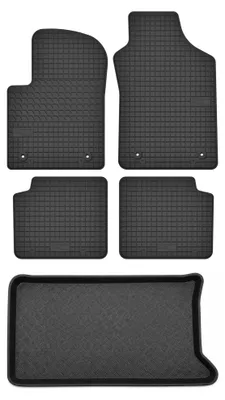 Zdjęcie produktu dla Dywaniki gumowe + mata bagażnika do Ford Ka+ 2014-2016 (hatchback, standardowy bagażnik) – czarne, dopasowane – Wielganizator