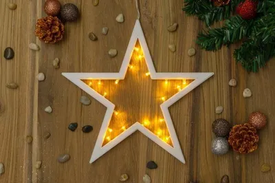 Zdjęcie produktu dla Świąteczna dekoracja - gwiazda, 20 LED, ciepła biel