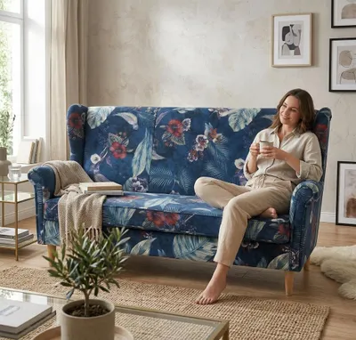 Produktbild von Schlafsofa ARI Spring – mit Bettkasten, Velours in Türkis, Family Meble, KI-generiertes Bild