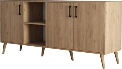 Immagine prodotto di Vardah - Credenza, 180x45x80h cm Marrone Quercia, 3 Ripiani