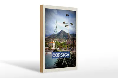 Produktbild von Holzschild Reise 20x30cm Corsica France Frankreich Panorama