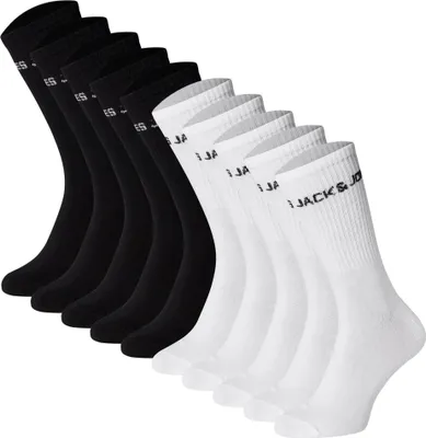 Produktbild von JACK&JONES Kinder Tennissocken, 10er Pack - JACBASIC LOGO TENNISSOCK, Baumwollmischung, Logo Schwarz / Weiß 38-43