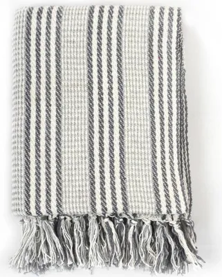 Produktbild von vidaXL Überwurf Baumwolle Streifen 160x210 cm Grau und Weiß