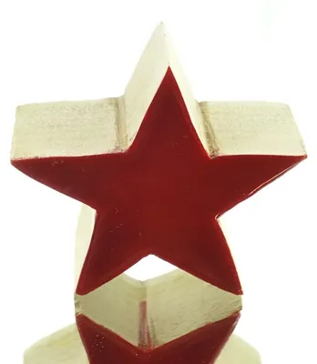Produktbild von Weihnachtsdeko Massivo Stern Rot & Natur Ø 10 cm - Holz