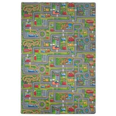 Produktbild von e-floor Spielteppich Stadtstraßen 100 x 200 cm - Bunte Fantasiewelt für Kinder, idealer Spielplatz, pflegeleicht
