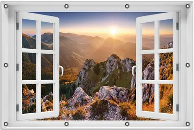Produktbild von Wallario Outdoor-Poster für Garten oder Balkon 80 x 120 cm: Berglandschaft mit Sonnenuntergang in der Slowakei