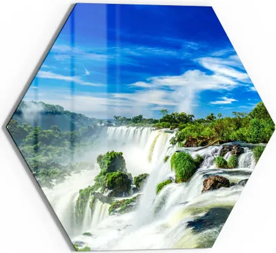 Produktbild von DEQORI Glasbild Echtglas 55x48 cm 'Imposante Wasserfälle' Wandbild Bild modern Deko