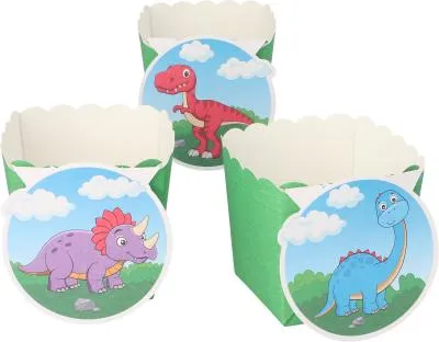 Produktbild von 24 Backförmchen "Buddies" 6 cm x 5 cm x 5 cm grün "Dino"