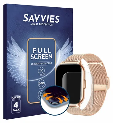 Produktbild von 4x Savvies Fullscreen Schutzfolie für APAUK Smartwatch 2.01" Displayschutz Folie Fullcover Klar Transparent