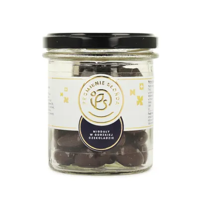 Zdjęcie produktu dla Migdały w Gorzkiej Czekoladzie w Słoiczku 180 g