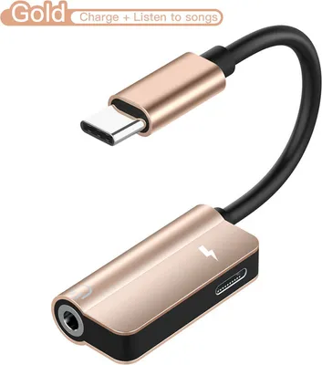Produktbild von USB C Kabel 2 in 1 Type-C 3,5mm Jack Audio Converter Kopfhörer Adapter für Huawei mate 10 P20 pro Xiaomi Mi 6 8 Gold
