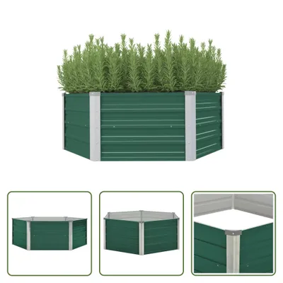 Obrázok produktu pre The Living Store Zvýšená posteľ 129x129x46 cm Pozinkovaná oceľ Zelená