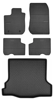 Productafbeelding van Rubberen automatten + kofferbakmat voor Dacia Logan II vanaf 2012 – 5-delig, zwart, op maat – Wielganizator SolidPRO
