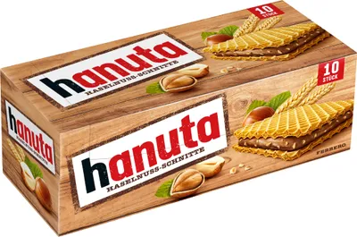 Verpackungsbild Seitlich Hanuta Haselnussschnitte mit feinen Haselnüssen nussig knusprig 200g