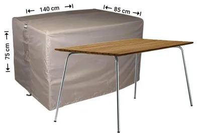 Produktbild von Raffles Covers Gartentisch-Schutzhülle | Atmungsaktiv | Wasserdicht | UV-beständig | Doppelnähte | Elastischer Kordelzug - Farbe: Taupe, Masse: 140 x 85