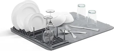 Produktbild von Duscheabtaster mit Mikrofasertuch - Raumsparend - Anthrazit - 61 x 46 cm