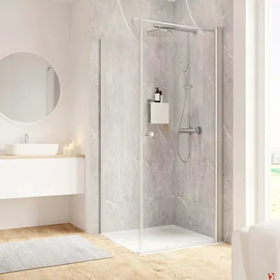 Produktbild von SCHULTE Duschtür mit Seitenwand mit Drehtür Garant 2.0 ExpressPlus 90 x 90 x 200 cm Profil aluminium Klarglas schmutzabw
