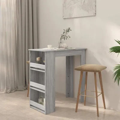 Produktbild von Cloris DesignMöbel Esstische - Grau Bartisch mit Regal Grau Sonoma 102x50x103,5cm Holzwerkstoff Schlichtes8753693