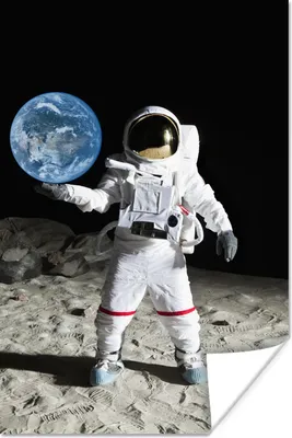 Produktbild von MuchoWow® Poster Astronaut - Mond - Erde 60x90 cm - Wanddekoration