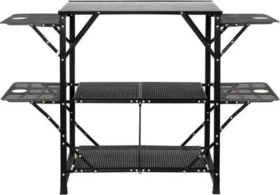 Produktbild von Famanu Campingküchentisch Aluminium Klappbar Tragbar Outdoor Kochstation mit 4 Seitentischen und Tragetasche