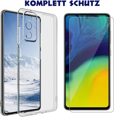 Produktbild von Hülle für Samsung Galaxy A34 5G Robust Hülle TPU Handy Tasche Silikon Case + Schutzglas 9H Panzer Echt HD Displayschutz