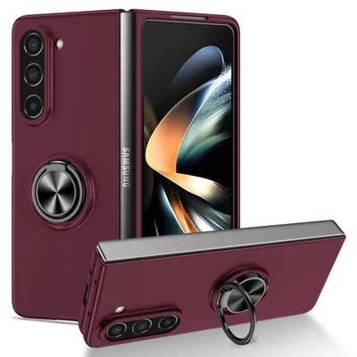 Immagine prodotto di Custodia rigida sottile in PC per Samsung Galaxy Z Fold 5, con supporto ad anello Bordeaux