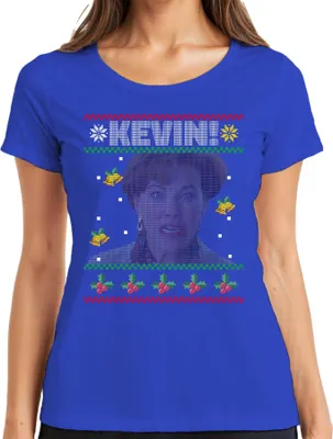 Produktbild von Kate McCallister Kevin Allein zu Haus - Ugly Christmas Sweater Weihnachtsgeschenk Damen T-Shirt, Blau, 3XL