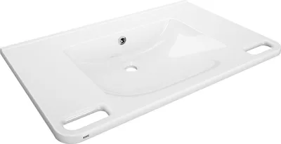 Zdjęcie produktu dla Umywalka pojedyncza KWC AR, MEDCARE, MIRANIT, 850x150x550 mm, biała, przelew, uchwyt