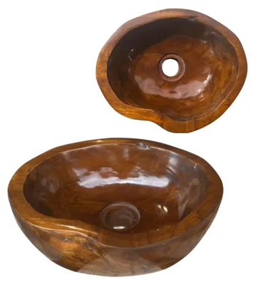 Imagen del producto de Lendo Online Lavabo Oval 30x25x12 cm Marrón de teca