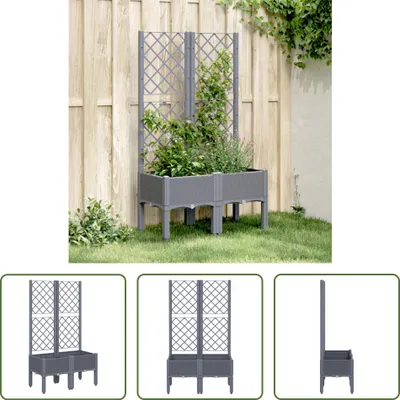Produktbild von The Living Store Pflanzkübel mit Rankgitter Grau 80x40x142 cm PP
