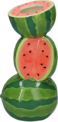 Produktbild von INNA-GLAS Dekovase Wassermelonen TILLAS aus Keramik, rot-grün-blau, 11,7x10x21cm - Stielblumenvase
