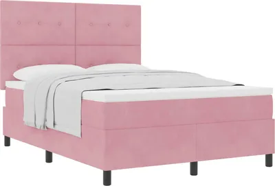 Zdjęcie produktu dla Łóżko sprężynowe z materacem Różowy 140 x 190 cm Aksamit