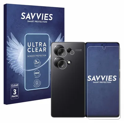 A product shot featuring a smartphone screen protector packaging and a smartphone with screen protectors applied.