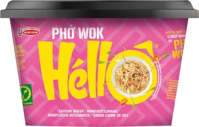 Produktbild von Hello Pho Wok Instantreisnudeln Rindfleischgeschmack 76g