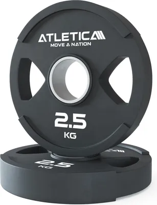 Produktbild von ATLETICA Dual-Gripper Hantelscheiben | 2 x 2.5 kg | Paar | Hohe Ergonomie Bumper Plates durch Zwei-Griff Design | Schadstofffrei