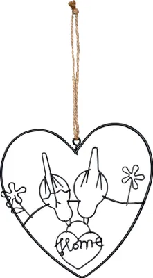 Produktbild von Metall Herz 15x15cm Hänger Vogel Home Schwarz Gartendeko Türschild Wandbild Deko