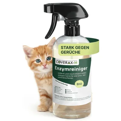Produktbild von Coverax Enzymreiniger gegen Katzenurin 500ml – Biologischer Geruchsentferner für Katzenurin, Kot & Erbrochenes – Geruchsneutral ohne Duftstoffe