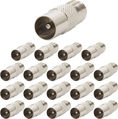 Produktbild von 20x PremiumX F-Adapter Koax Stecker auf F-Buchse für TV und Koaxkabel