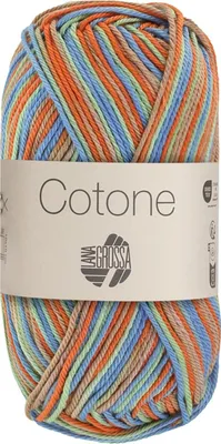 Produktbild von Lana Grossa - Cotone Print 0370 mandarin graubeige mintgrün türkis