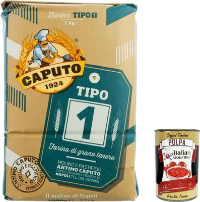 Produktbild von 4x Farina Molino Caputo tipo 1 Pizza Napoli Pizzamehl Pizza Mehl 1kg + Italian Gourmet polpa 400g