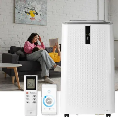 Produktbild von Mobile Klimaanlage mit 12.000 BTU, leistungsstark & leise, mit Entfeuchter, Timer & App-Steuerung, auf Rollen für flexiblen Einsatz in jedem Raum