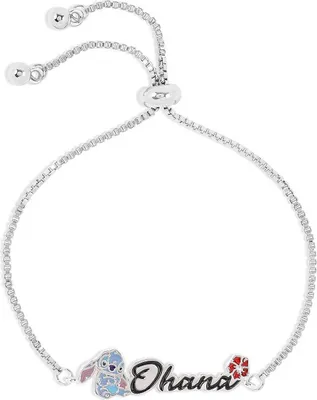 Productafbeelding van Armbanden met stevige Disney-bedeltjes, zilverkleurig. Collectie Lilo & Stitch - voor kinderen