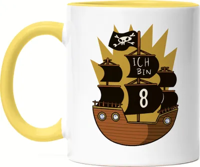Produktbild von Geburtstag 8 Jahre Tasse Gelb 8 Jahre 8. Geburtstag Piraten Pirat Motto