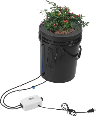 Obrázok produktu pre VEVOR DWC Hydroponický pestovateľský systém, hydroponický pestovateľský systém s vrchnou kvapkacou súpravou, 5-galónová hlboká vodná kultúra so vzduchovým čerpadlom, vzduchovým kameňom a indikátorom hladiny vody pre listovú zeleninu (1 vedro + vrchná kvapkacia súprava)
