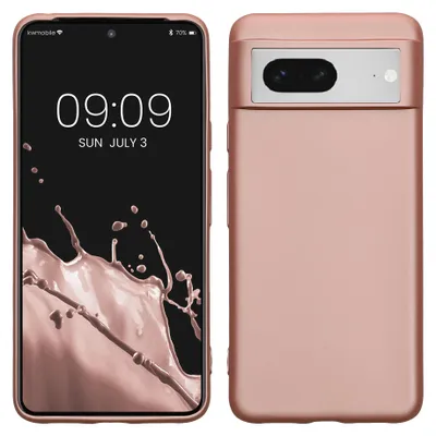 Produktbild von kwmobile Handyhülle für Google Pixel 8 Hülle - Silikon Case metallisch schimmernd - Schutzhülle Cover - Metallic Rosegold