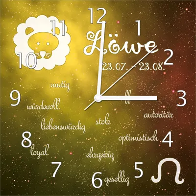 Produktbild von Wallario Design Wanduhr Sternzeichen Löwe aus Echtglas, Größe 30 x 30 cm