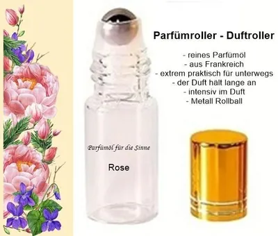 Produktbild von GKA Parfüm Duftroller Parfümroller Rose Roll-On für unterwegs Parfümöl aus Frankreich sehr intensiv